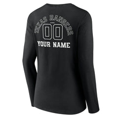 Texas Rangers Women's Monochrome Personalized Name & Number Long Sleeve V-Neck T-Shirt Online