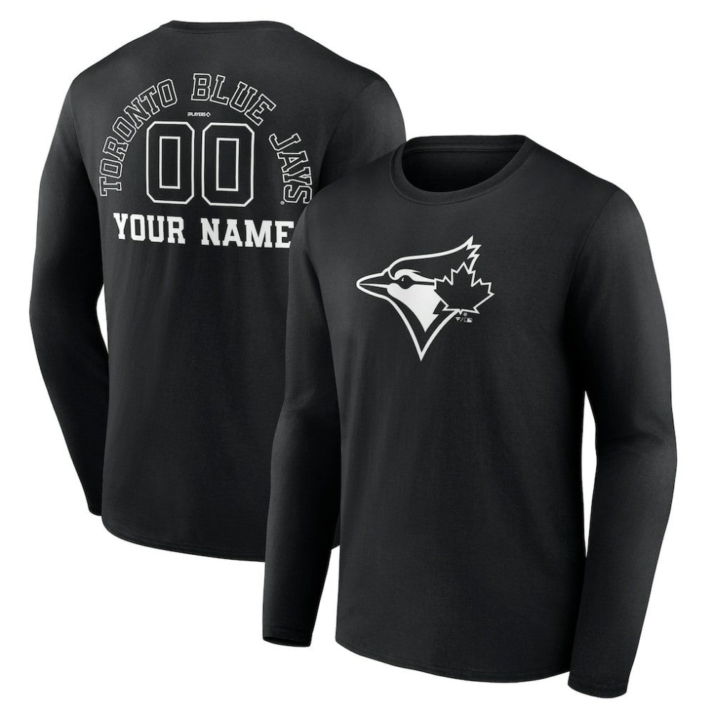 Toronto Blue Jays Monochrome Personalized Name & Number Long Sleeve T-Shirt Discount