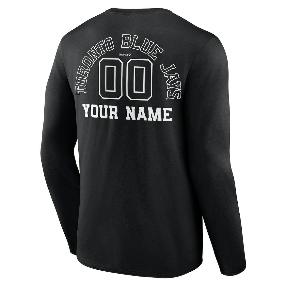 Toronto Blue Jays Monochrome Personalized Name & Number Long Sleeve T-Shirt Discount