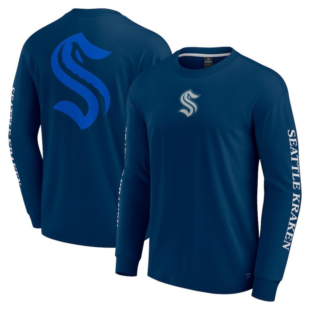 Seattle Kraken Fanatics Elements Strive Long Sleeve T-Shirt - Navy | Fanatics Lifestyle