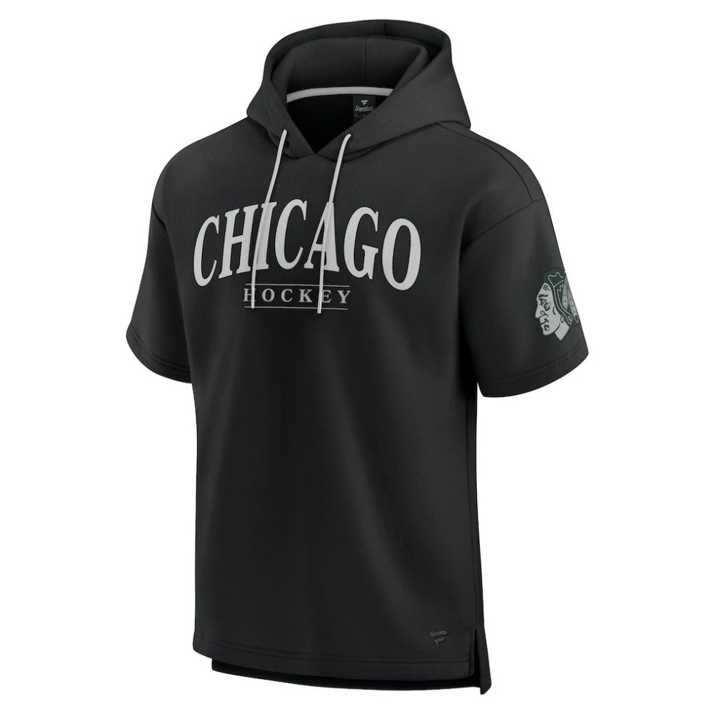 Chicago Blackhawks Fanatics Elements Ready Short Sleeve Pullover Hoodie - Black | Fanatics on sale