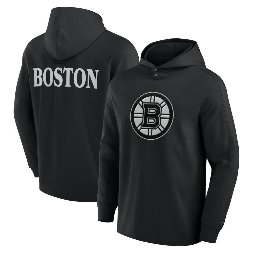 Boston Bruins Fanatics Elements Blaze Tri-Blend Long Sleeve Hoodie T-Shirt - Black | Fanatics Clearance