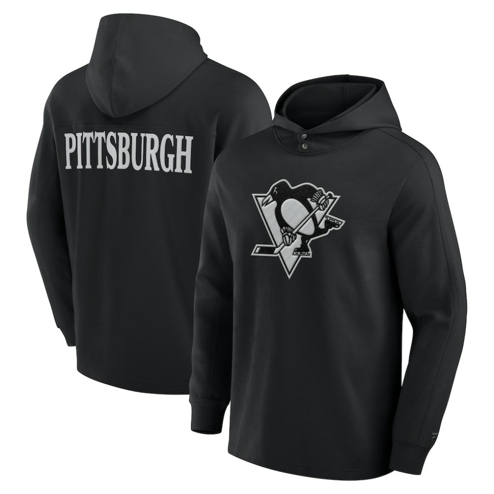 Pittsburgh Penguins Fanatics Elements Blaze Tri-Blend Long Sleeve Hoodie T-Shirt - Black | Fanatics Clearance
