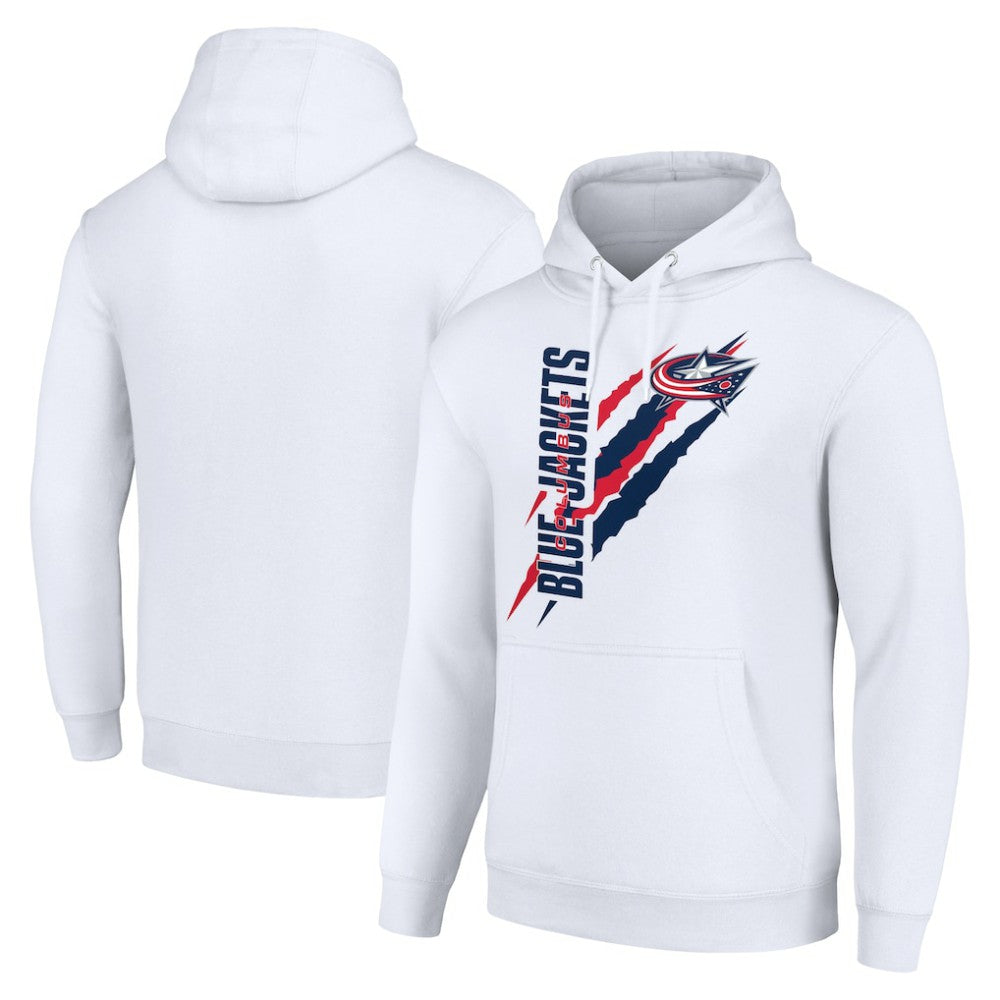Columbus Blue Jackets Starter Color Scratch Fleece Pullover Hoodie - White | NHL near me