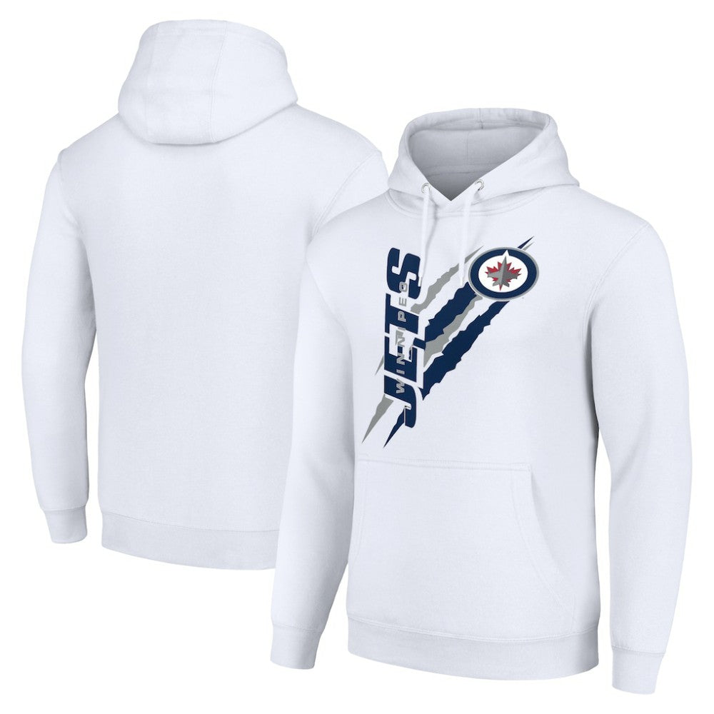 Winnipeg Jets Starter Color Scratch Fleece Pullover Hoodie - White | NHL Clearance