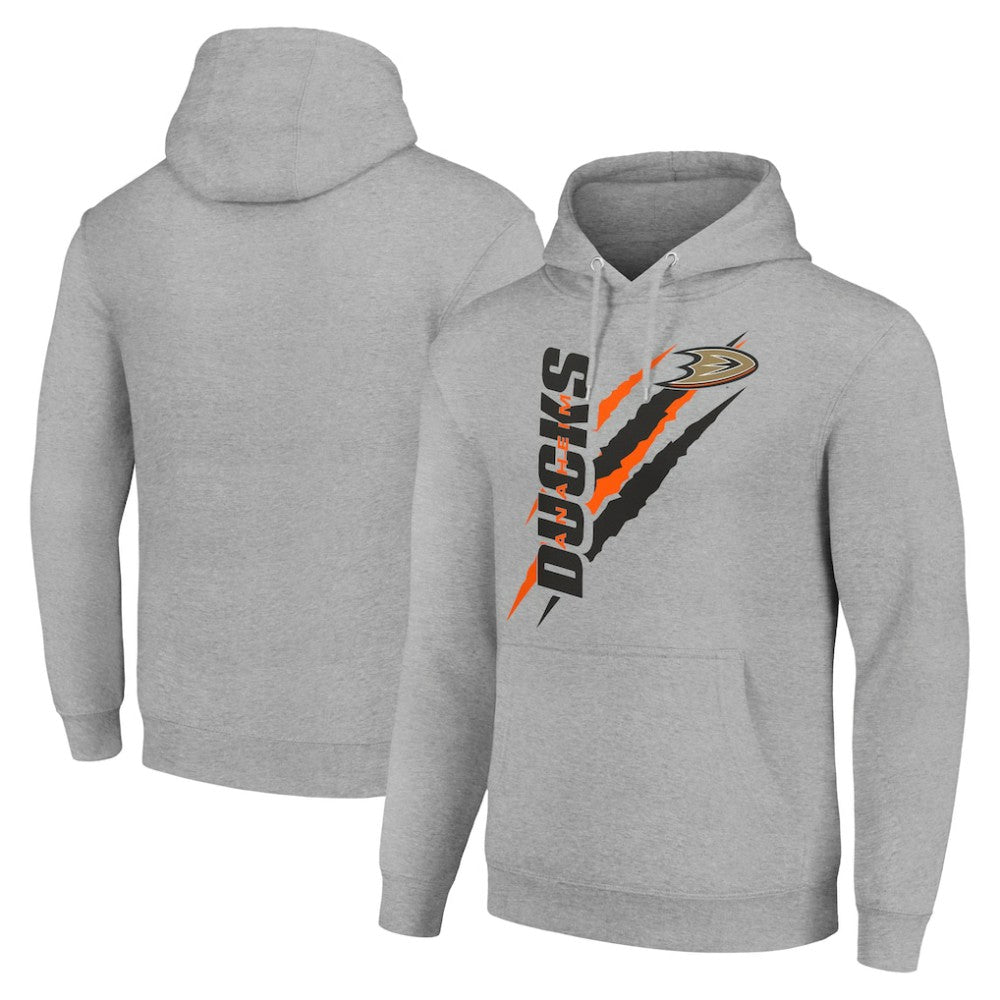 Anaheim Ducks Starter Color Scratch Fleece Pullover Hoodie - Heather Gray | NHL Lifestyle