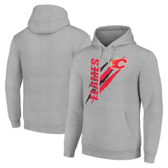 Calgary Flames Starter Color Scratch Fleece Pullover Hoodie - Heather Gray | NHL Lifestyle