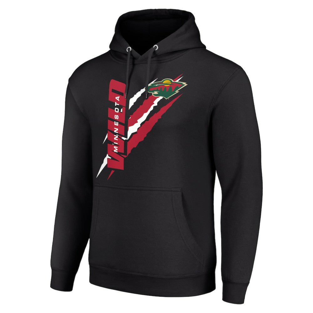 Minnesota Wild Starter Color Scratch Fleece Pullover Hoodie - Black | NHL Clearance