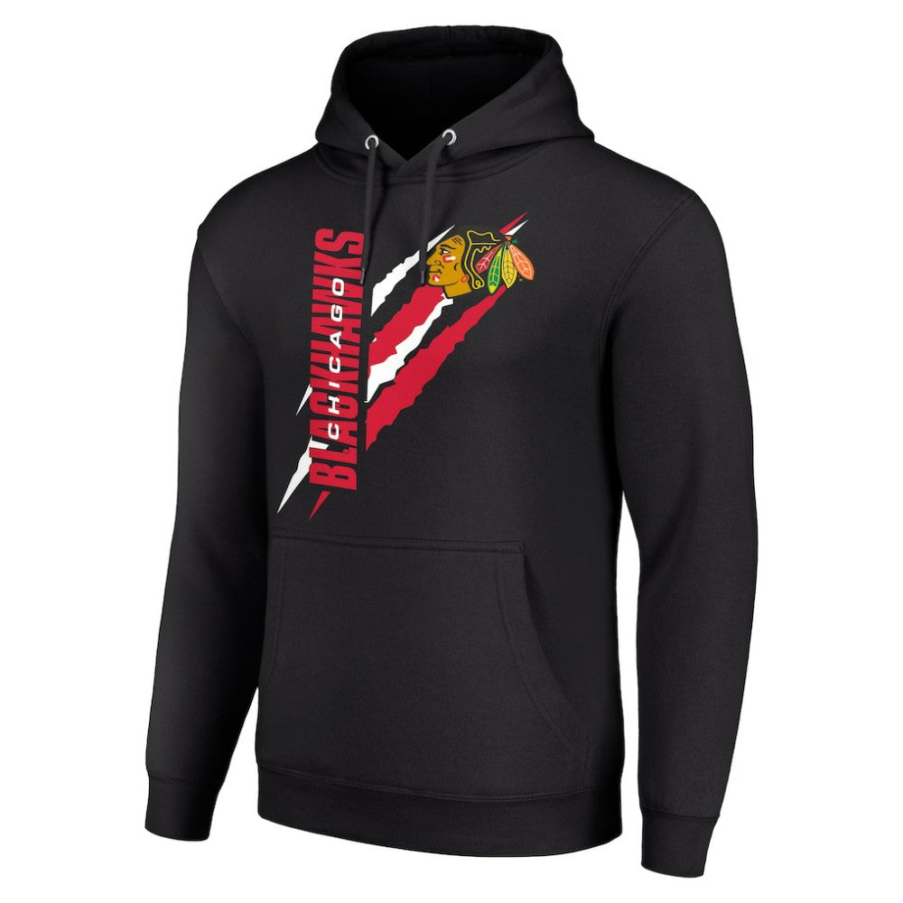 Chicago Blackhawks Starter Color Scratch Fleece Pullover Hoodie - Black | NHL Lifestyle