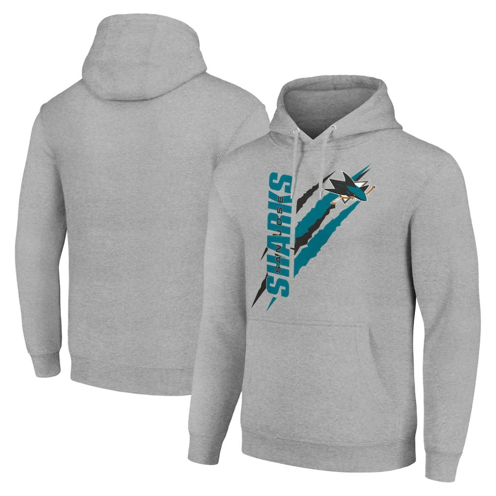 San Jose Sharks Starter Color Scratch Fleece Pullover Hoodie - Heather Gray | NHL sale