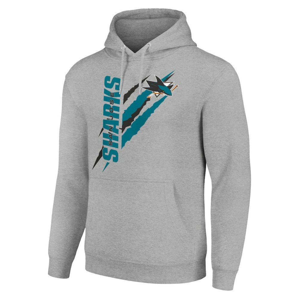 San Jose Sharks Starter Color Scratch Fleece Pullover Hoodie - Heather Gray | NHL sale