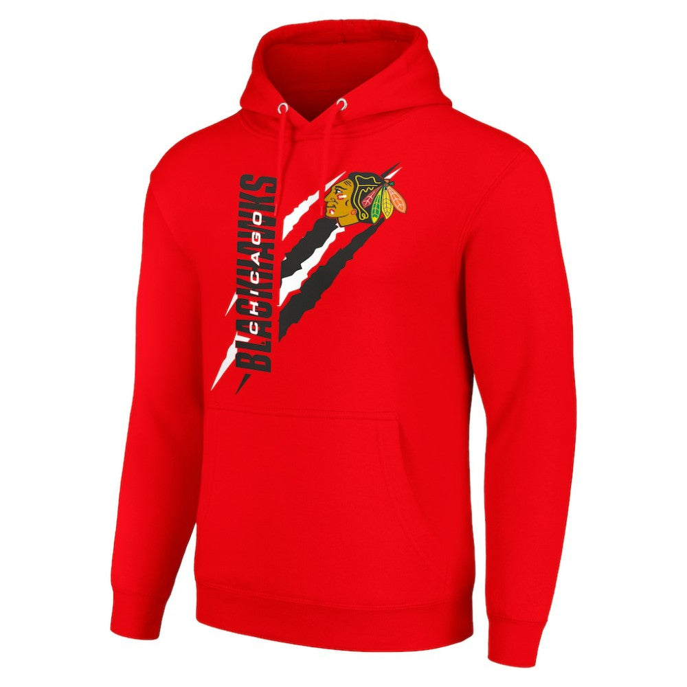 Chicago Blackhawks Starter Color Scratch Fleece Pullover Hoodie - Red | NHL near me