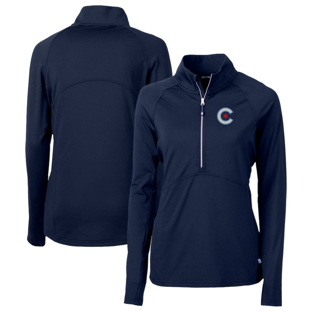 Chicago Cubs Cutter & Buck Women's City Connect Adapt Eco Knit Recycled Half-Zip Pullover Top Sale