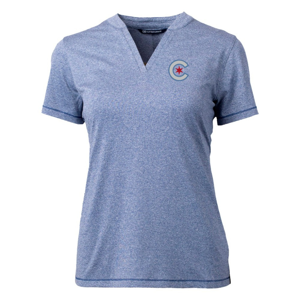 Chicago Cubs Cutter & Buck Women's City Connect Forge Heathered Stretch Blade Top Discount
