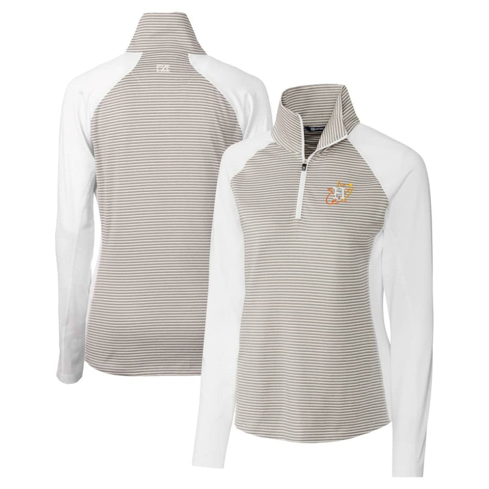 Houston Astros Cutter & Buck Women's City Connect Forge Tonal Stripe Stretch Half-Zip Pullover Top Sale