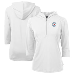 Chicago Cubs Cutter & Buck Women's City Connect Virtue Eco Pique Recycled Half-Zip Pullover Hoodie for sale