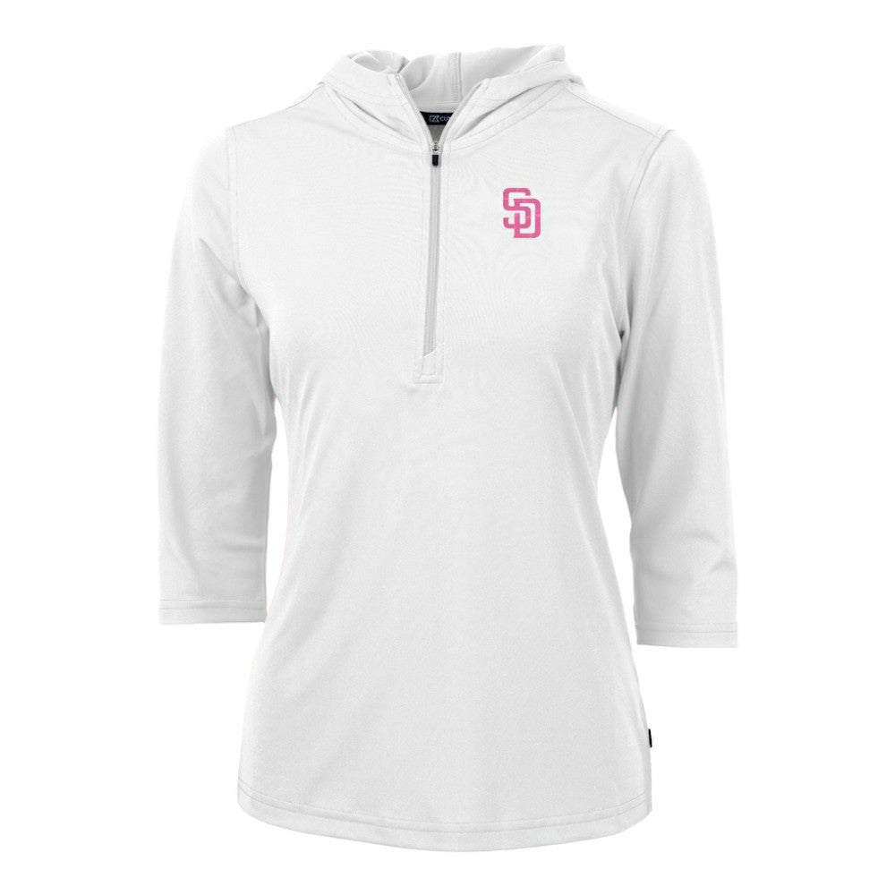 San Diego Padres Cutter & Buck Women's City Connect Virtue Eco Pique Recycled Half-Zip Pullover Hoodie Online