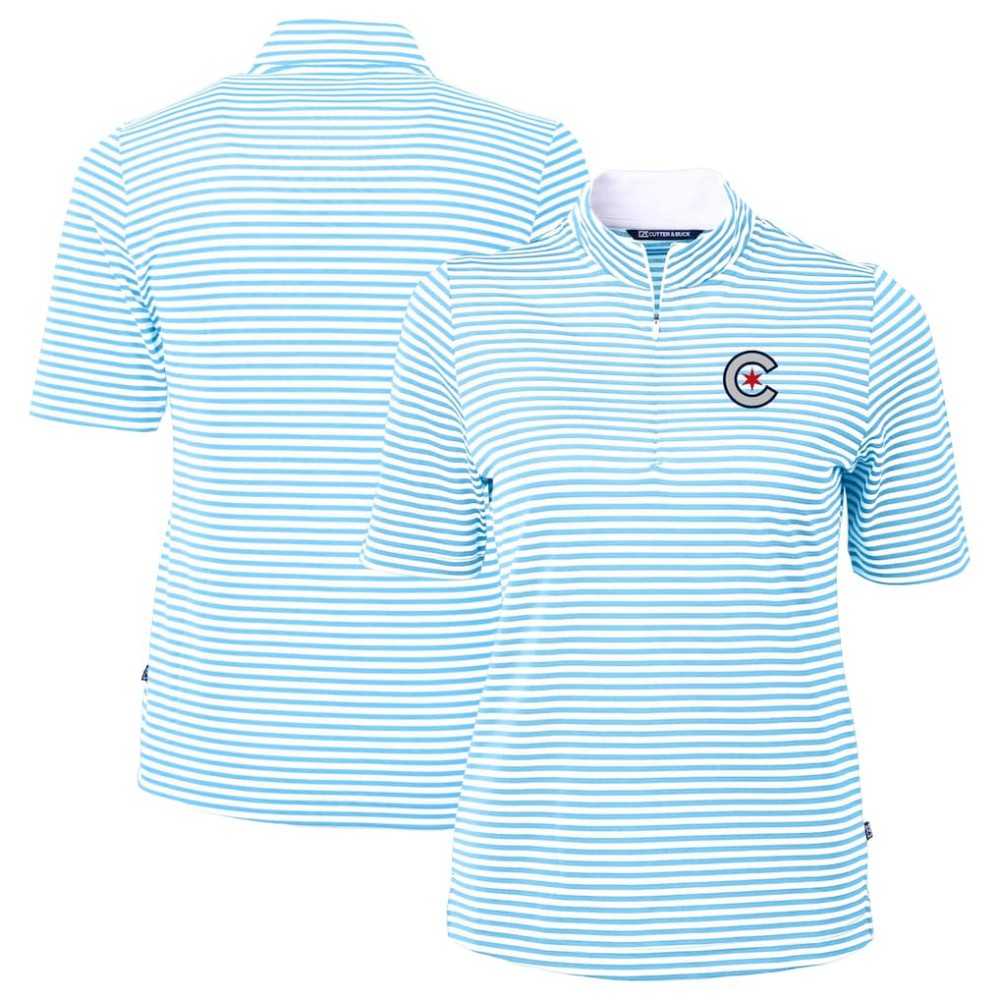 Chicago Cubs Cutter & Buck Women's City Connect Virtue Eco Pique Stripe Recycled Top for sale