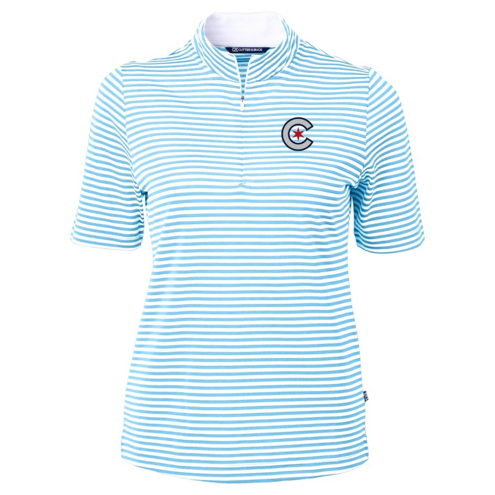Chicago Cubs Cutter & Buck Women's City Connect Virtue Eco Pique Stripe Recycled Top for sale