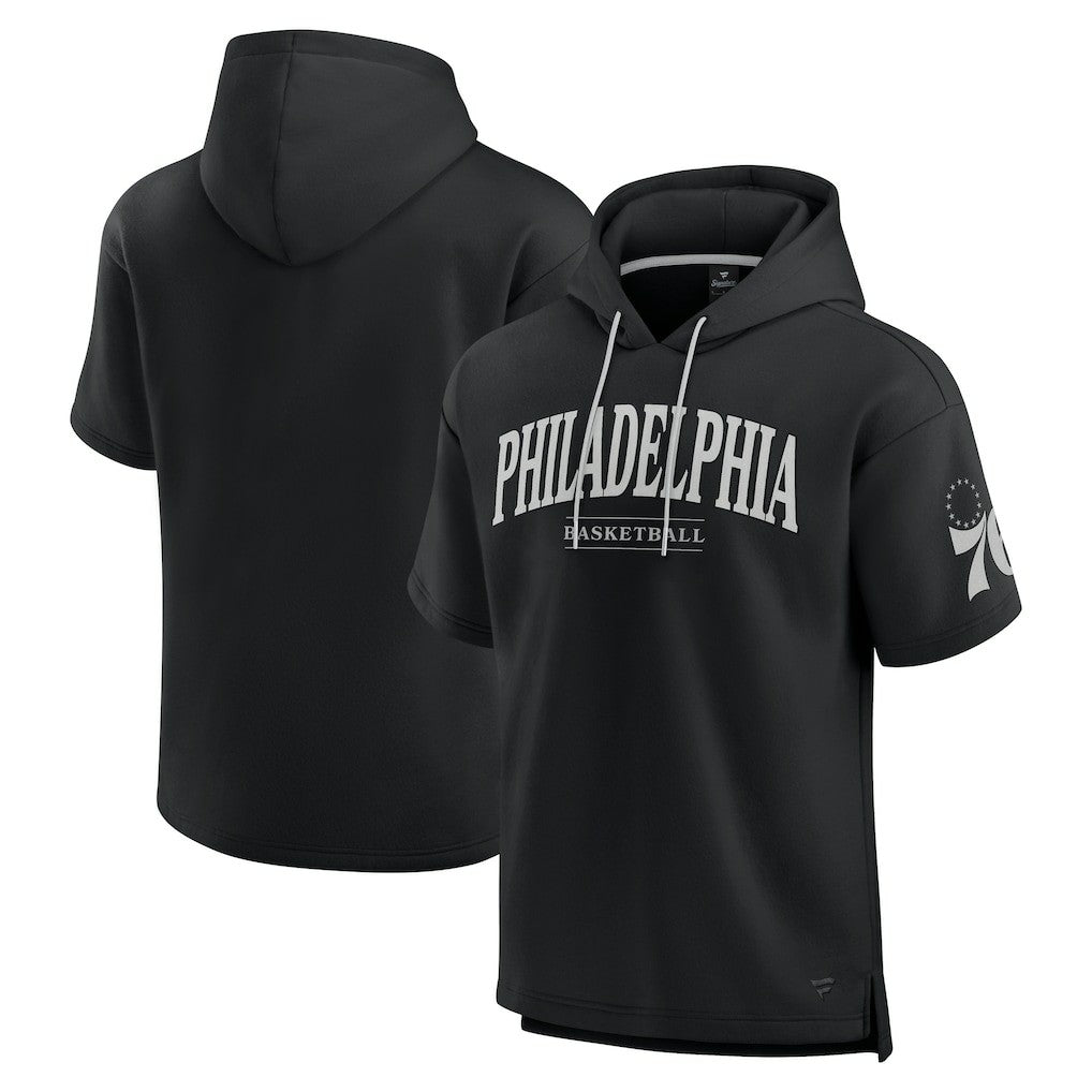 Fanatics Philadelphia 76ers Elements Ready Short Sleeve Pullover Hoodie Black