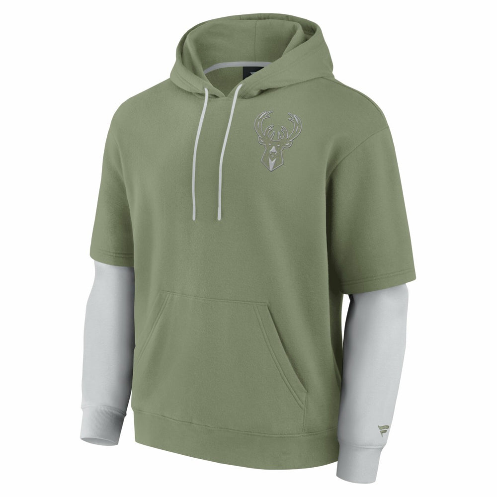 Fanatics Milwaukee Bucks Elements Sleek Pullover Hoodie Olive