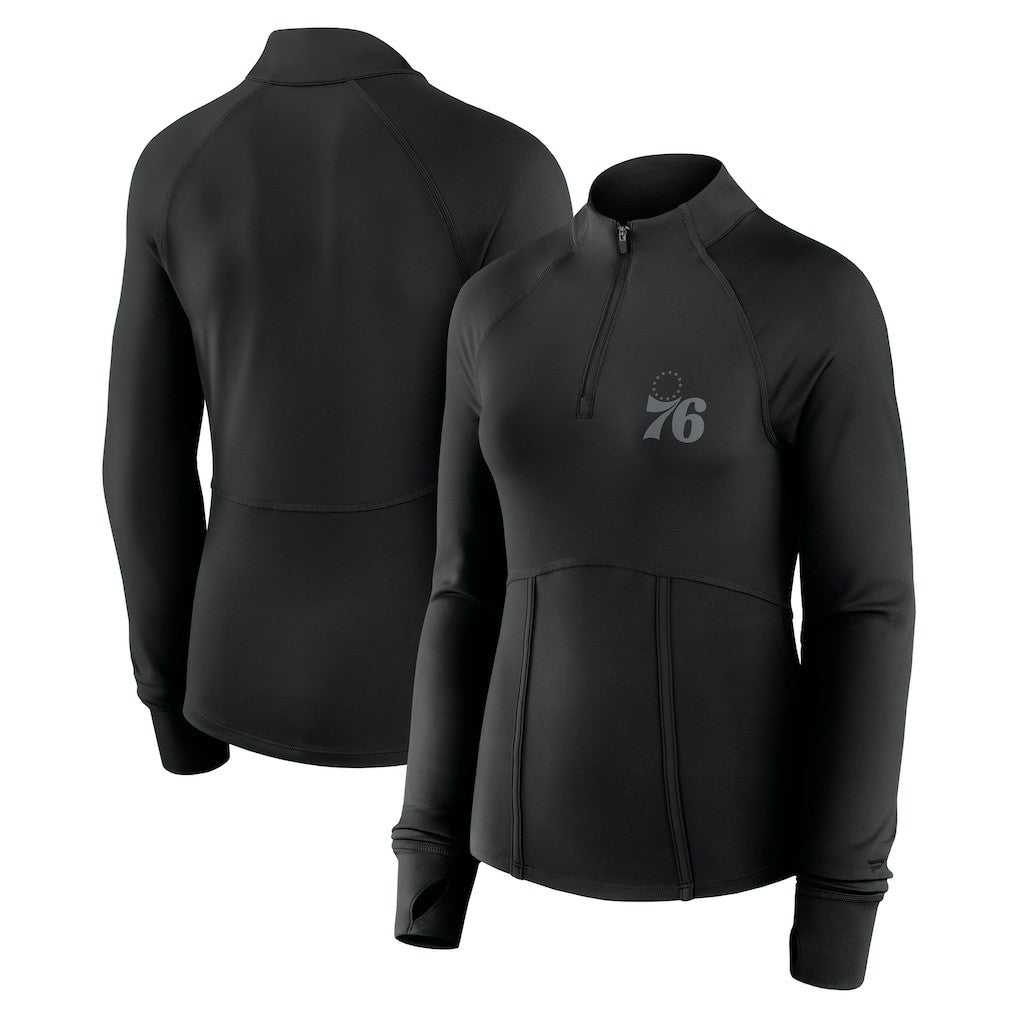 Fanatics Philadelphia 76ers Women's Elements Match Raglan Quarter-Zip Top Black