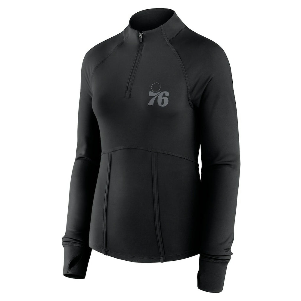 Fanatics Philadelphia 76ers Women's Elements Match Raglan Quarter-Zip Top Black