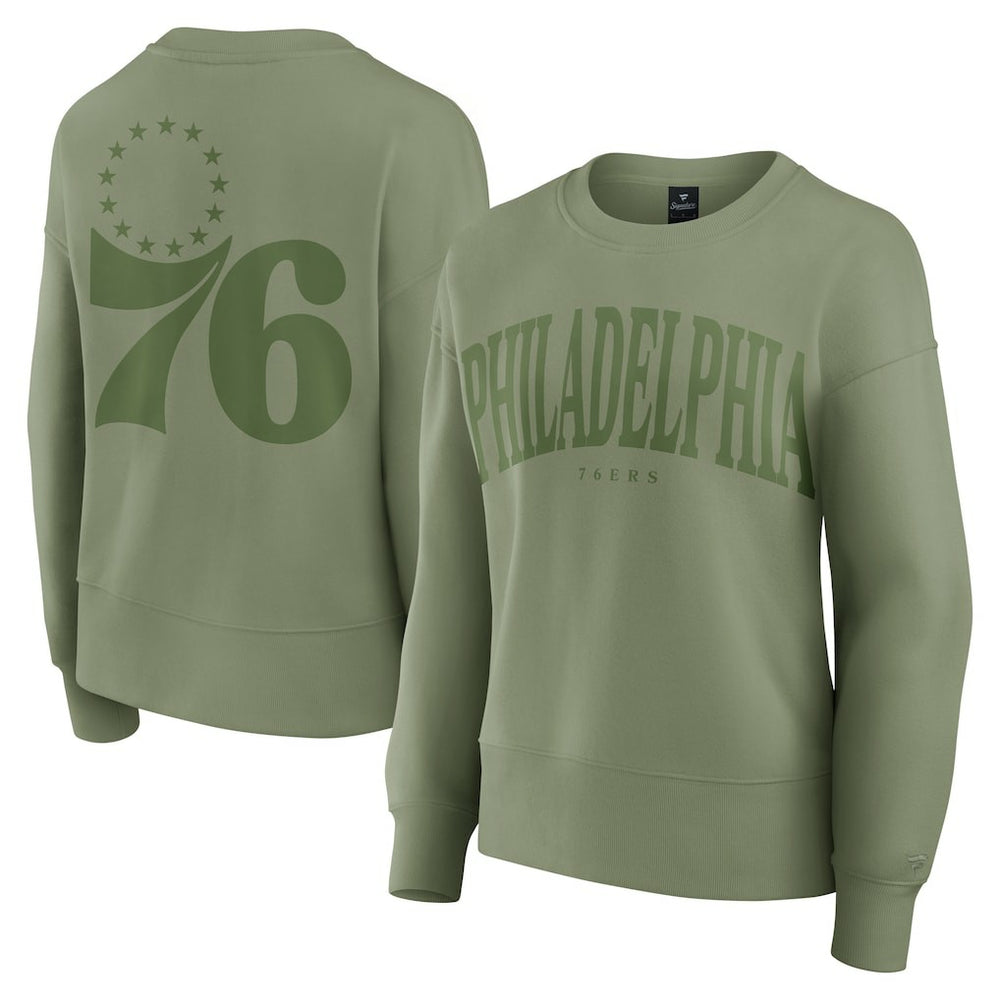 Fanatics Philadelphia 76ers Women's Elements Flow Pullover Sweatshirt Olive