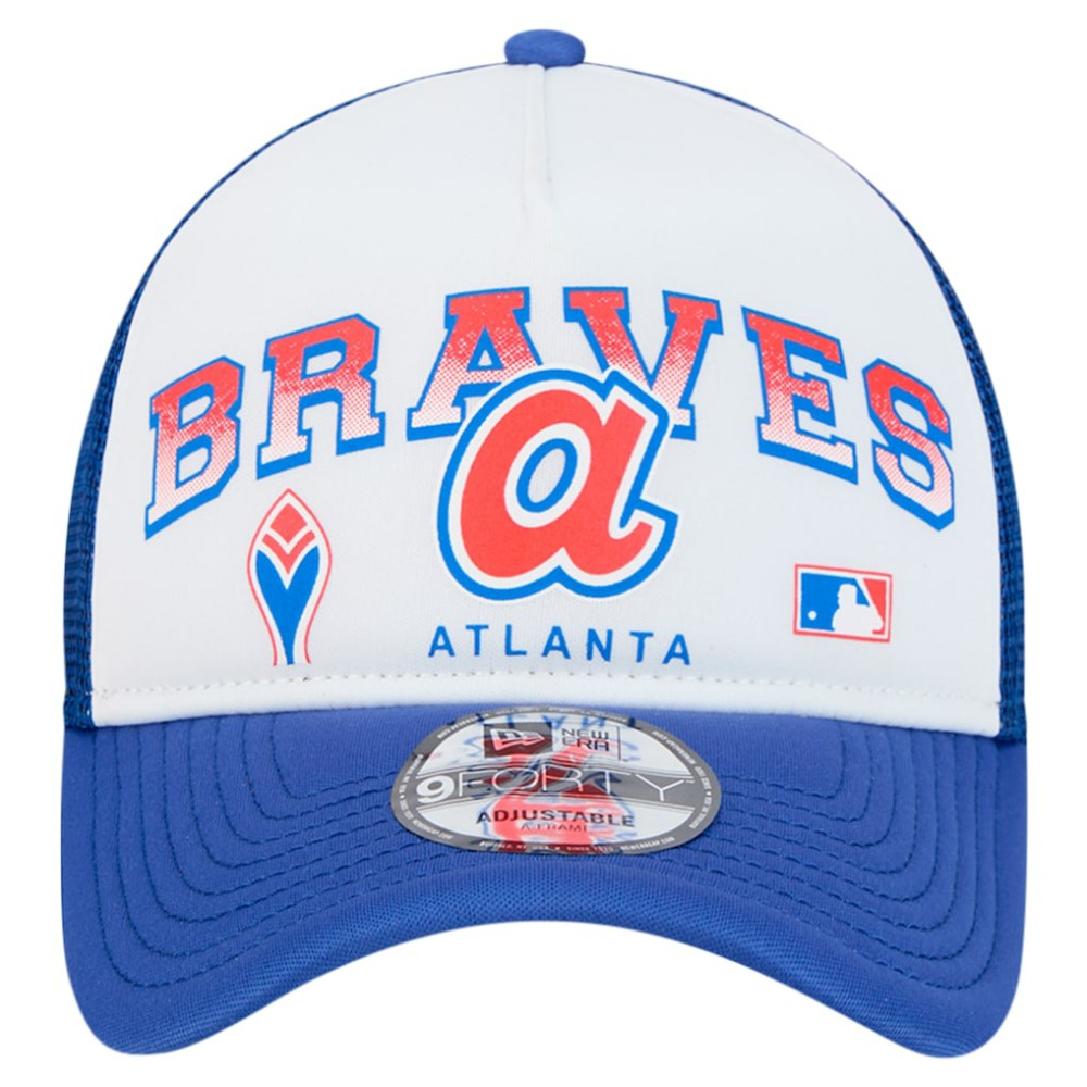 Atlanta Braves New Era Retro Wordmark 9FORTY A-Frame Trucker Adjustable Hat Near Me
