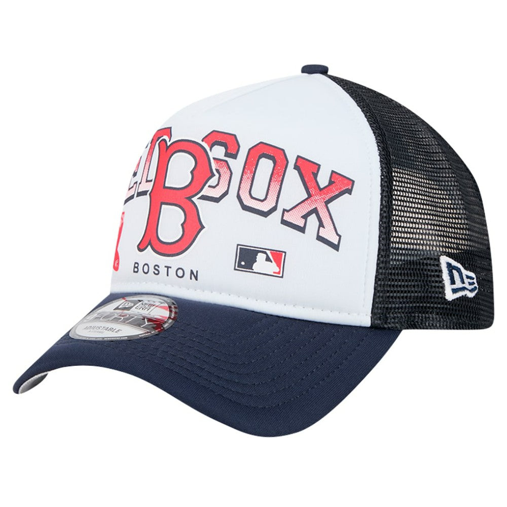Boston Red Sox New Era Retro Wordmark 9FORTY A-Frame Trucker Adjustable Hat Discount