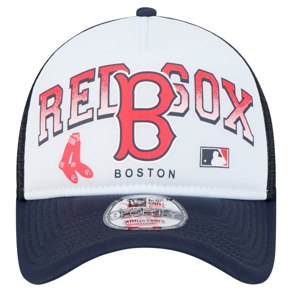 Boston Red Sox New Era Retro Wordmark 9FORTY A-Frame Trucker Adjustable Hat Discount