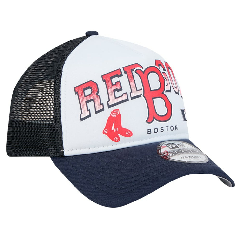 Boston Red Sox New Era Retro Wordmark 9FORTY A-Frame Trucker Adjustable Hat Discount
