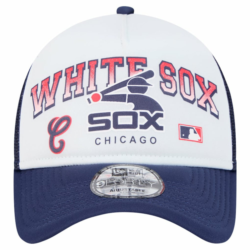 Chicago White Sox New Era Retro Wordmark 9FORTY A-Frame Trucker Adjustable Hat Discount