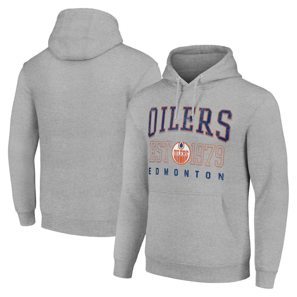 Edmonton Oilers Starter Retro Graphic Pullover Hoodie - Heather Gray | NHL near me