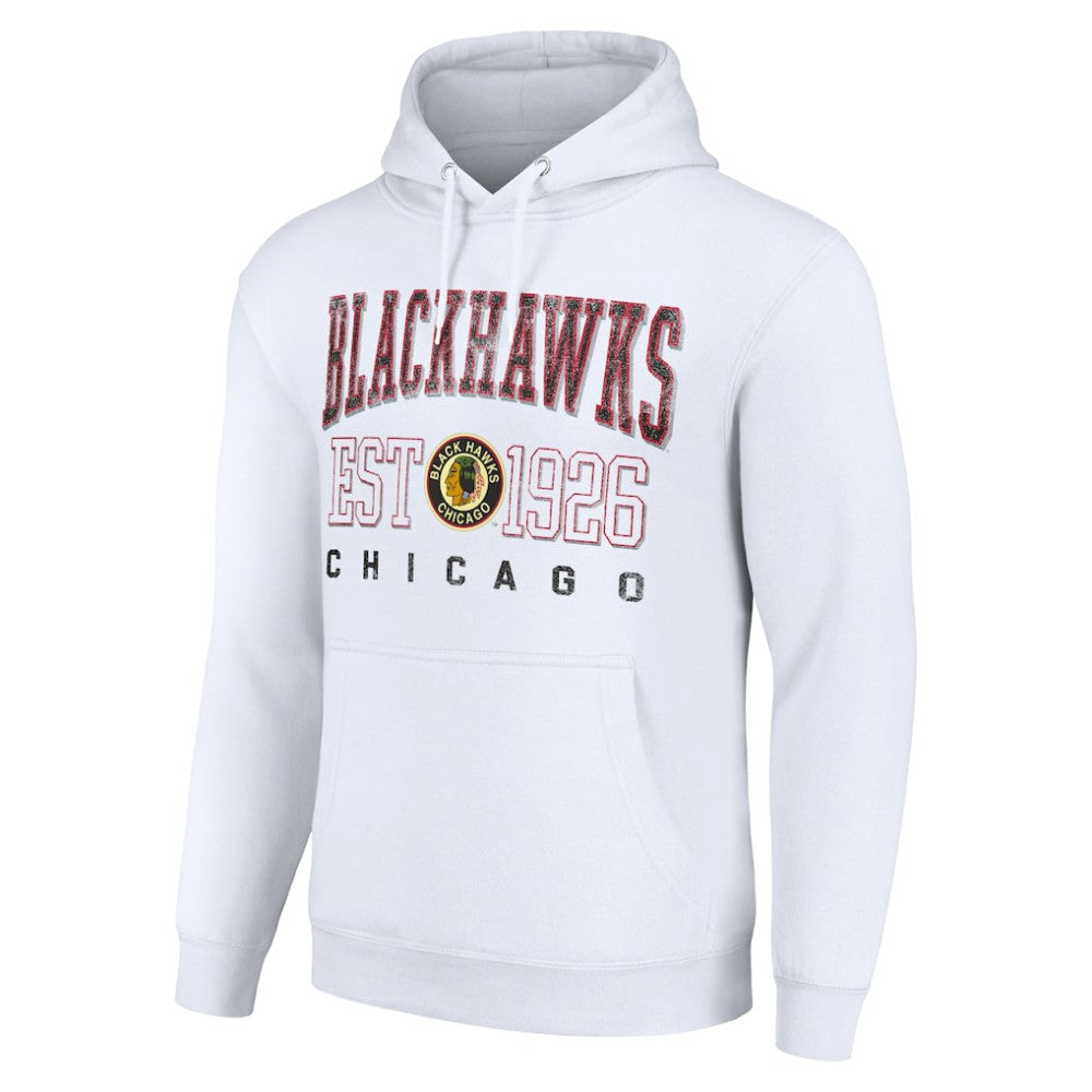 Chicago Blackhawks Starter Retro Graphic Pullover Hoodie - White | NHL Clearance