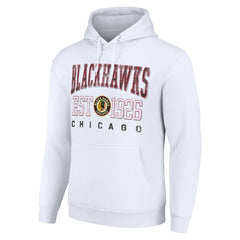 Chicago Blackhawks Starter Retro Graphic Pullover Hoodie - White | NHL Clearance