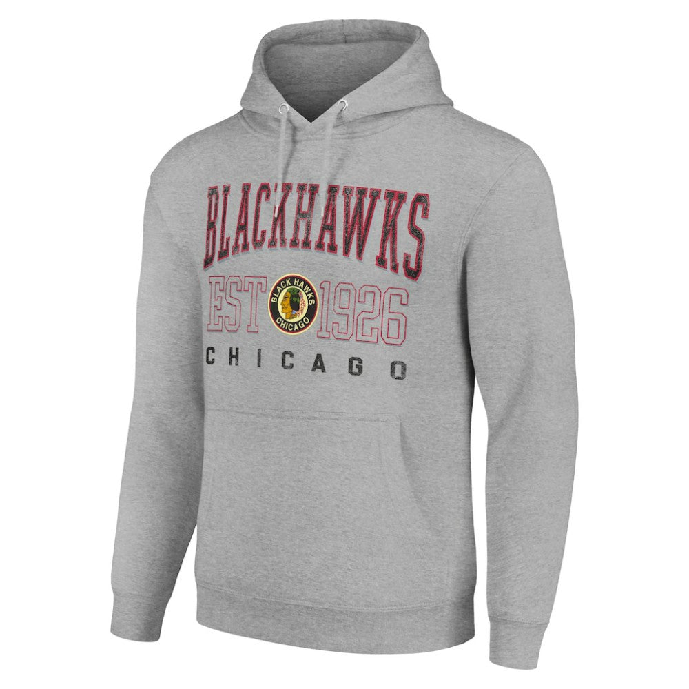 Chicago Blackhawks Starter Retro Graphic Pullover Hoodie - Heather Gray | NHL discount