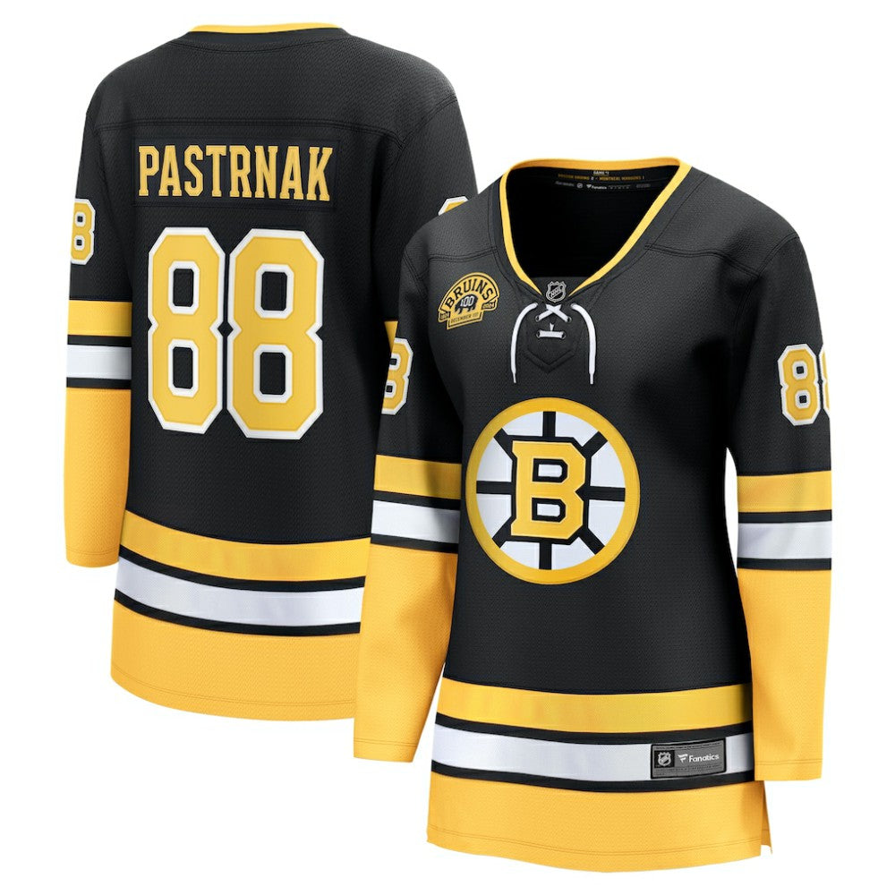 David Pastrnak Boston Bruins Fanatics Women's 100th Anniversary Breakaway Jersey - Black | Fanatics Lifestyle
