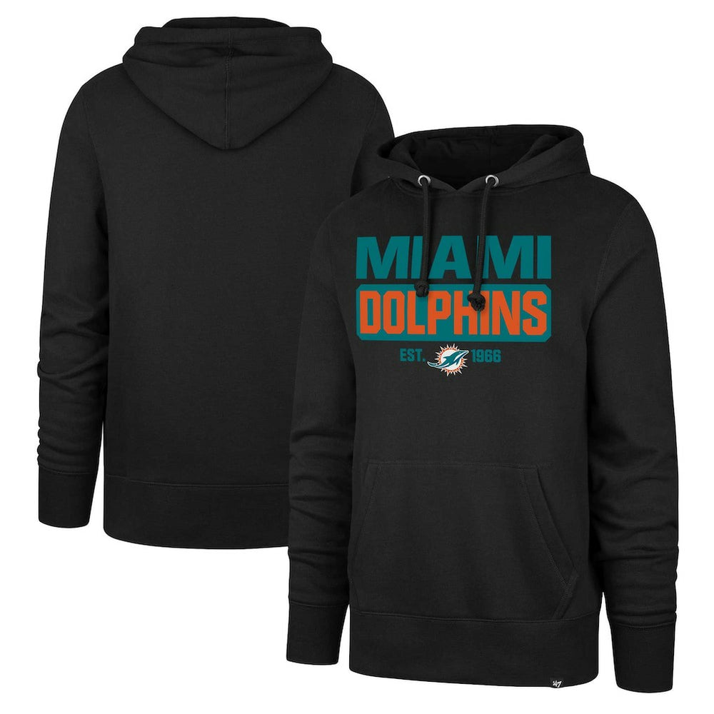 Miami Dolphins '47 Box Out Headline Pullover Hoodie - Black - 47 brand