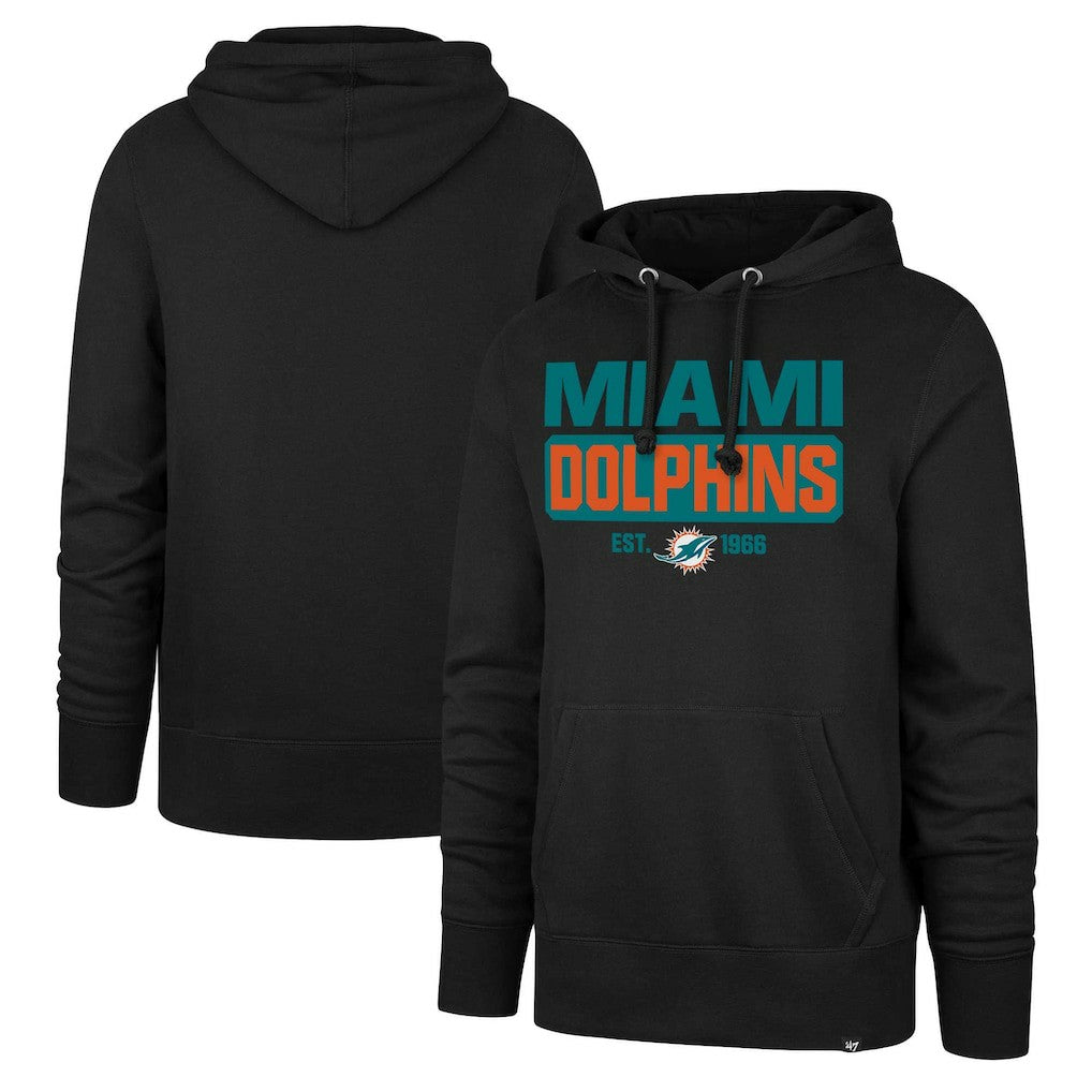 Miami Dolphins '47 Box Out Headline Pullover Hoodie - Black - 47 brand