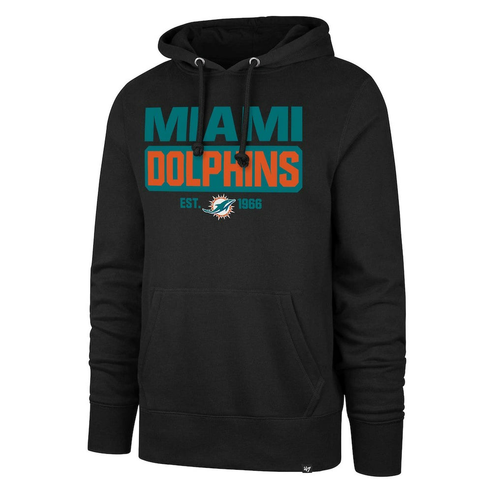 Miami Dolphins '47 Box Out Headline Pullover Hoodie - Black - 47 brand