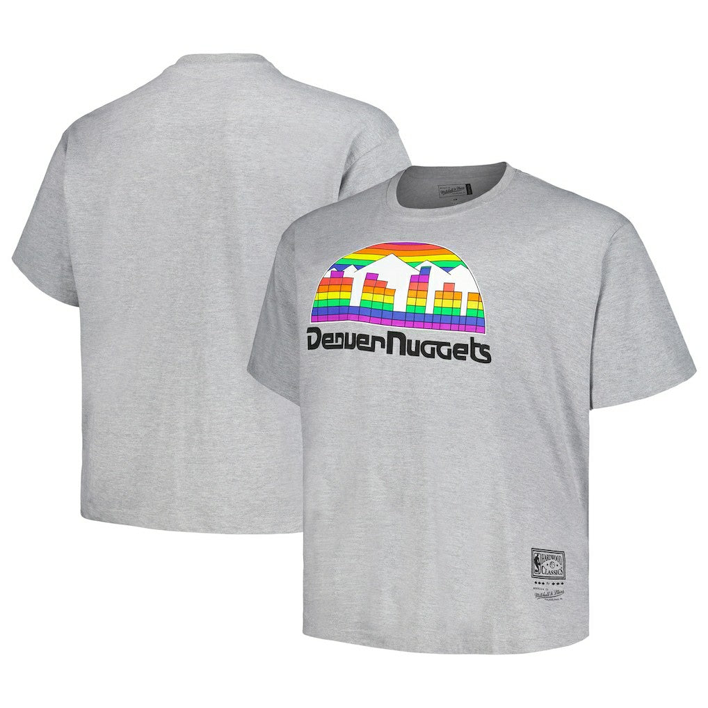 Mitchell & Ness Denver Nuggets Big & Tall Hardwood Classics Vintage Logo T-Shirt Heather Gray