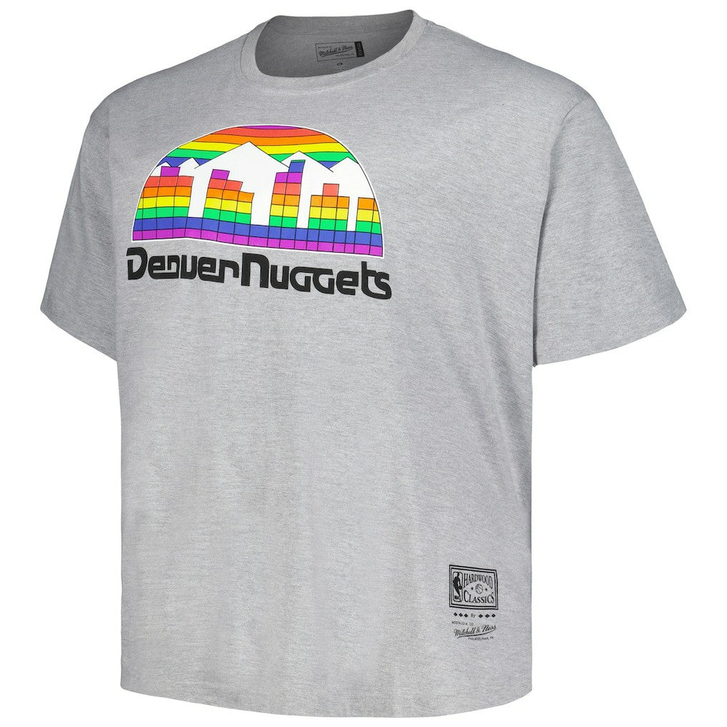 Mitchell & Ness Denver Nuggets Big & Tall Hardwood Classics Vintage Logo T-Shirt Heather Gray