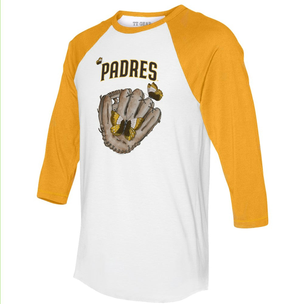 San Diego Padres Tiny Turnip Unisex Butterfly Glove 3/4-Sleeve Raglan T-Shirt Discount