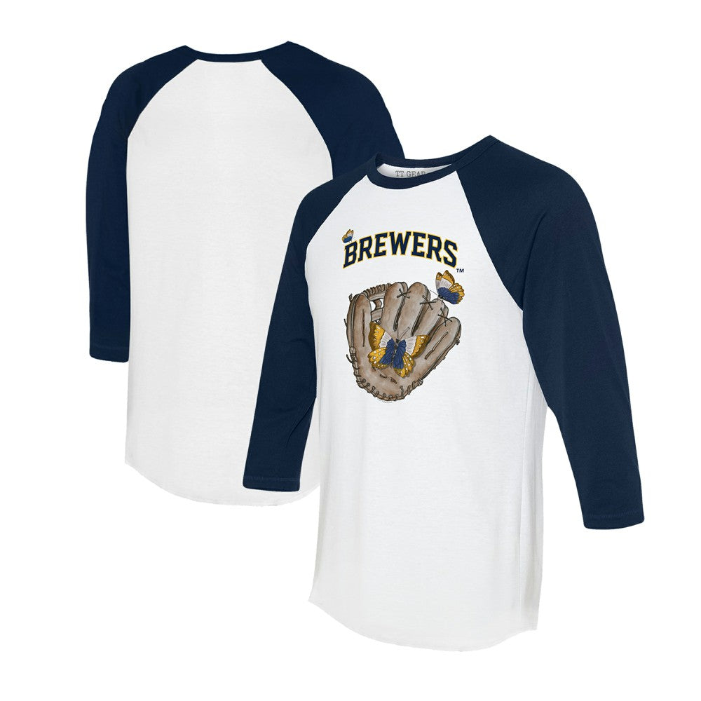 Milwaukee Brewers Tiny Turnip Unisex Butterfly Glove 3/4-Sleeve Raglan T-Shirt Online