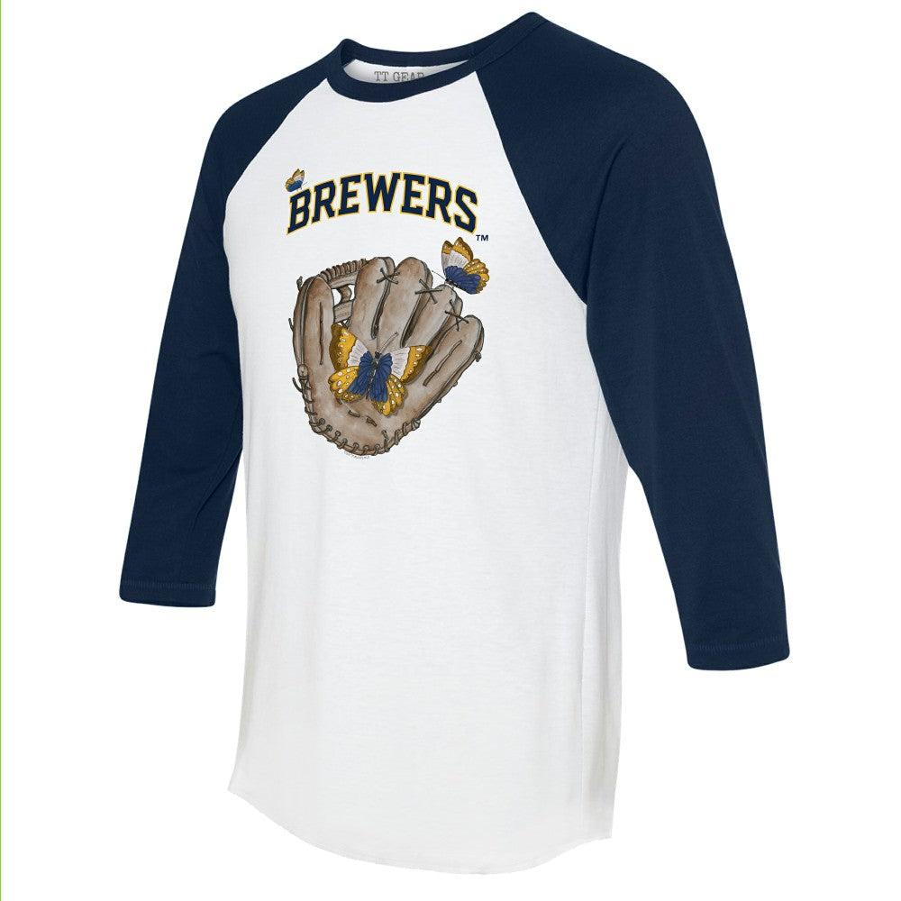 Milwaukee Brewers Tiny Turnip Unisex Butterfly Glove 3/4-Sleeve Raglan T-Shirt Online