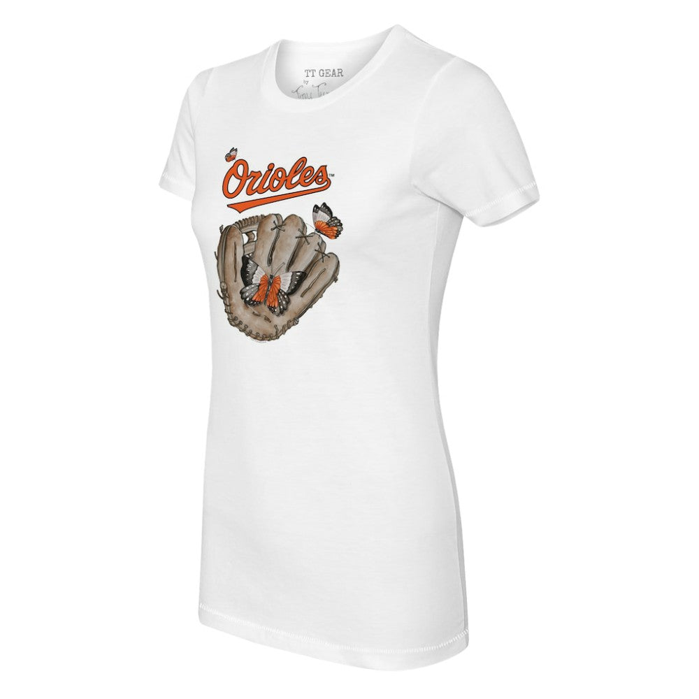 Baltimore Orioles Tiny Turnip Women's Butterfly Glove T-Shirt for sale