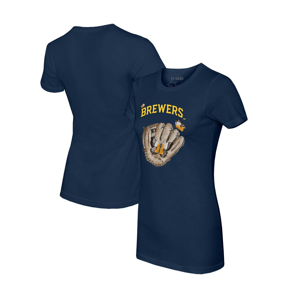 Milwaukee Brewers Tiny Turnip Women's Butterfly Glove T-Shirt Sale