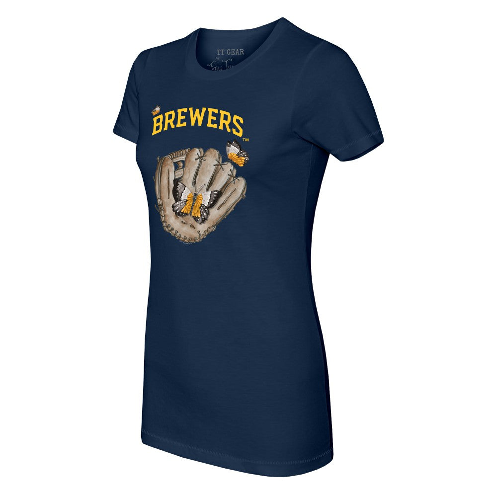 Milwaukee Brewers Tiny Turnip Women's Butterfly Glove T-Shirt Sale