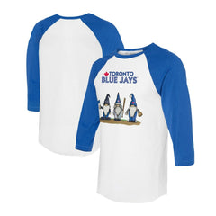 Toronto Blue Jays Tiny Turnip Unisex Gnomes 3/4-Sleeve Raglan T-Shirt Outlet